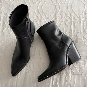 Charles By Charles David Black Studded Pointed Toe Ankle Booties
